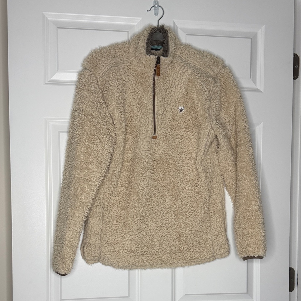 Southern Shirt Company Sherpa Quarter Zip Pullover Oyster Women’s XS